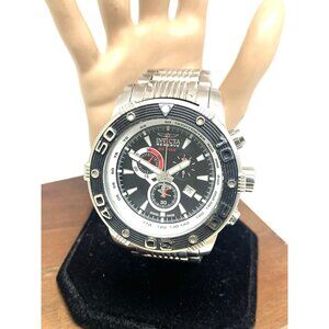 Invicta Men's Watch 19591 Reserve Quartz Black Dial Silver Stainless Steel 47mm